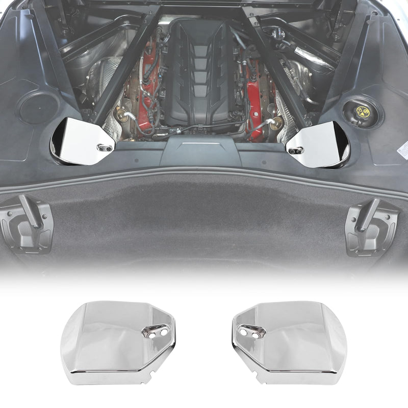 Rear Strut Tower Cover Compatible with Chevrolet Corvette C8 Stingray 2020-2024, ABS Engine Bay Rear Shock Absorbing Tower Protection Panel Cover Trim Accessories, 2PCS (Silver) Silver