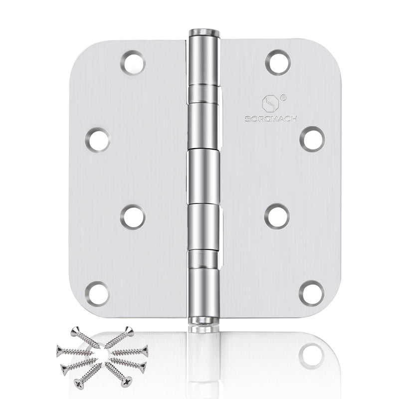 304 Stainless Steel 4 Inch Door Hinges Brushed Satin Nickel Interior Hinges 5/8" Radius Corners 3.5'' Ball Bearing Silver Door Hinges- 3 Pack