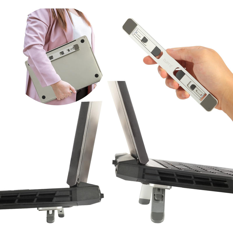 Zupro Laptop Feet,2024 New Model Laptop Stand,Self-Adhesive Foldable Adjustable Heights,Invisible Aluminum Lightweight Notebook Keyboard Riser,Compatible with 10 to17 inch Notebook Computer.(Silver) Silver(New Model)