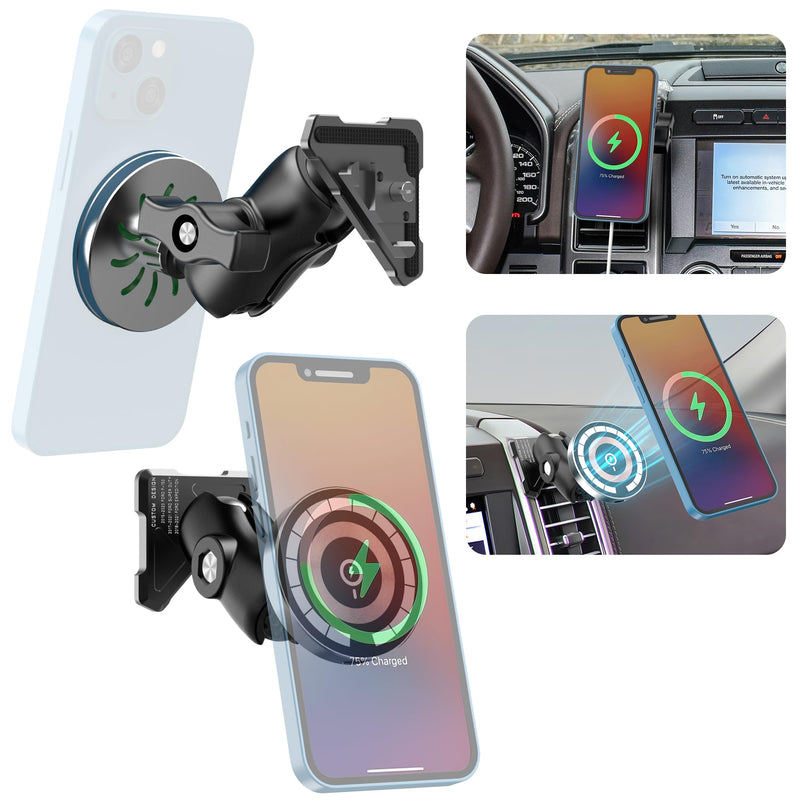 EASEORD Magnetic Wireless Charger Vent Phone Mount 2015-2020 Ford F-150, 2017-2021 Super Duty, 2018-2021 Expedition, 15W Fast Charging for Magsafe F150 Phone Holder for iPhone Andrio All Smartphone