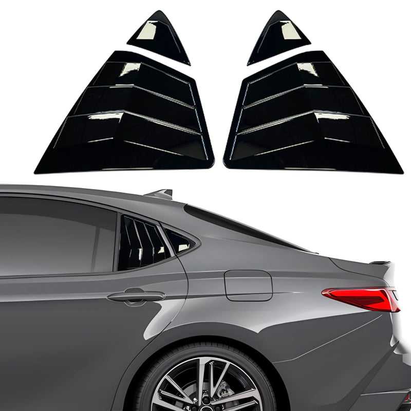 for Toyota Camry The 9Th Gen 2025 2026 Window Louvers Front Side Racing Style Sport ABS Window Louvers Air Vent Scoop Shades Cover Blinds Trim Exterior Accessories 4PCS(Bright Pitch Black) Bright Black