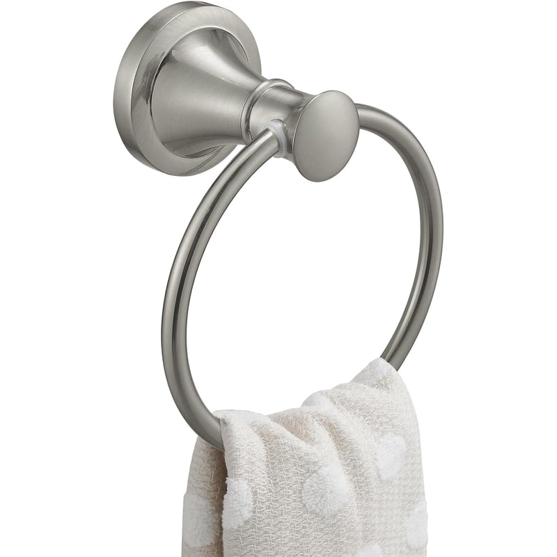 BESy Brushed Nickel Bathroom Hand Towel Ring Towel Holder, Rustproof Wall Mounted Bathroom Hardware Accessory SUS 304 Stainless Steel Towel Rack