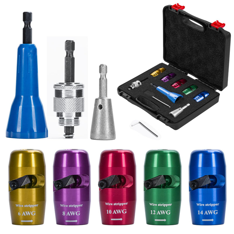 Wire Stripper Twister Tool for Drill, 2026 Upgraded Wire Stripping Tool & Wire Twisting Connector for Cutters 6-14 AWG, 8 In 1 Professional Electrician Wire Nut Twister Stripping and Twisting Tool 6-14AWG