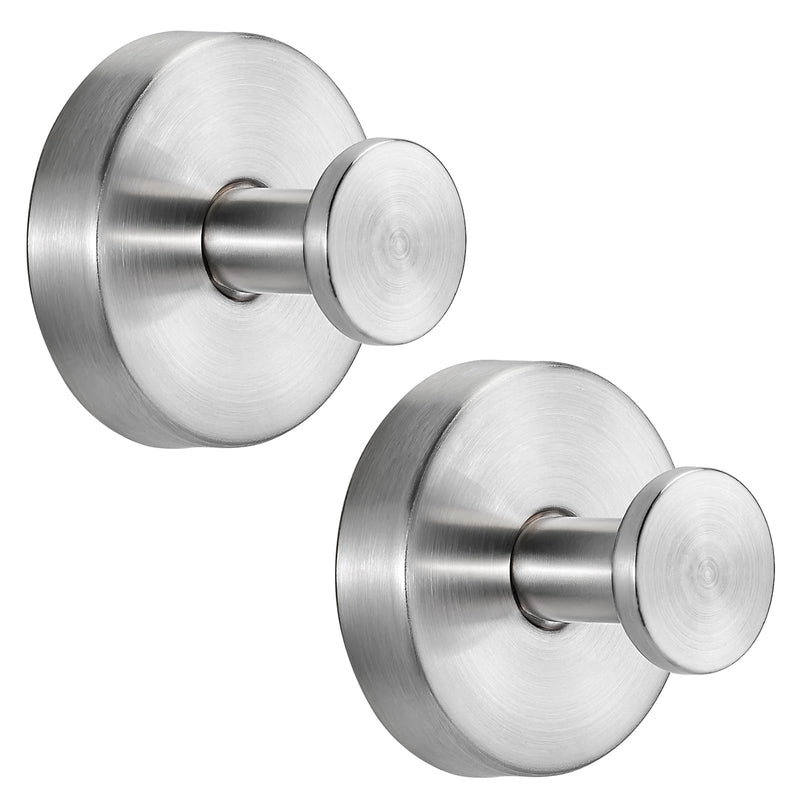 Suction Cup Hooks for Shower No-Drill Bathroom Hooks for Towels, Robes, Loofah Mountable on Bathroom Walls, Kitchen, Glass, Mirrors, Tile and Smooth,Non-Porous Surfaces (2, Brushed Nickel) 2