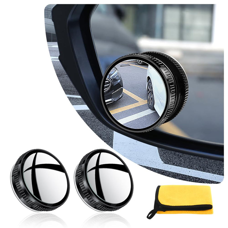 2PCS Suction Cup Car Convex Blind Spot Mirror,360°Adjustable Side Mirror Blindspot Used in Car Mirror,Universal HD Fish Eye Mirror Car Mirror Accessories Fit for Cars SUVs Trucks (Black) Black