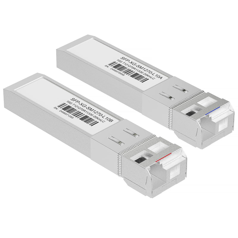 1 Pair 10G SFP+ BIDI Transceiver, LC Single Mode SFP Module SMF, 10GBASE-BIDI 1270nm/1330nm, Up to 20Km, for Switch, Router, Firewall, Network Card, Media Converter etc 10G SMF SFP+ to Simplex LC