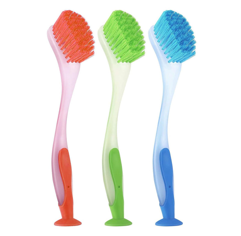Generic 3-Piece Plastic Dish Cleaning Brush Set | Kitchen Sink Brushes for Cleaning Dishes, Pans, and Pots | Scrubbing Brush with Durable Bristles