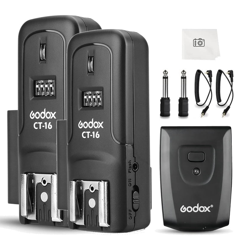 Godox CT-16 Wireless Flash Trigger with Receiver Kit,433MHz 3 in 1 Flash Transmitter and Receiver Compatible for Canon Nikon Pentax Olympus DSLR Camera Flash Speedlight Trigger,Studio Flash Lighting CT-16 3 in 1