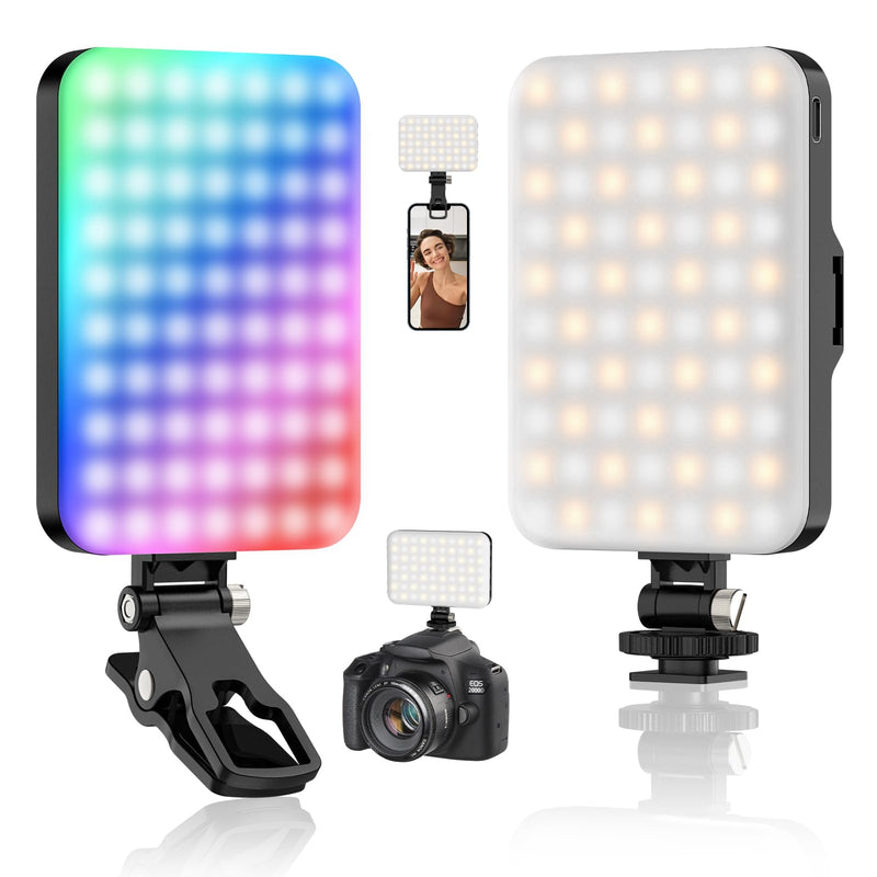 Hagibis RGB Video Light, 360° Full Color Selfie Light LED Camera Light with 3 Cold Shoe Mounts/CRI 97+/20 Scene Modes/2200mAh Rechargeable Portable Phone Light Photography Selfie Lighting