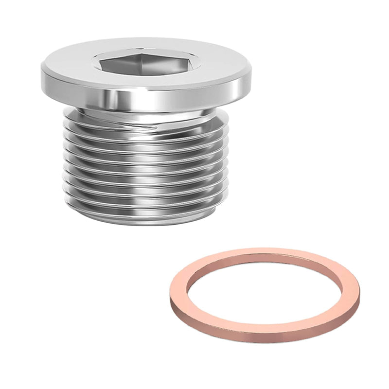 M18 x 1.5 Sensor Plug Standard with Inner Hex Head,304 Stainless Steel Universal Fit with Red Copper O-Ring for Motorbike,Trucks and Motorcycles 1PCS Plug