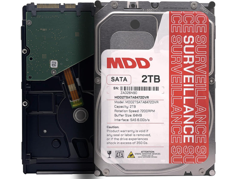MDD 2TB 64MB Cache 7200RPM SATA 6.0Gb/s 3.5inch Internal Surveillence Hard Drive - MDD2TSATA6472DVR