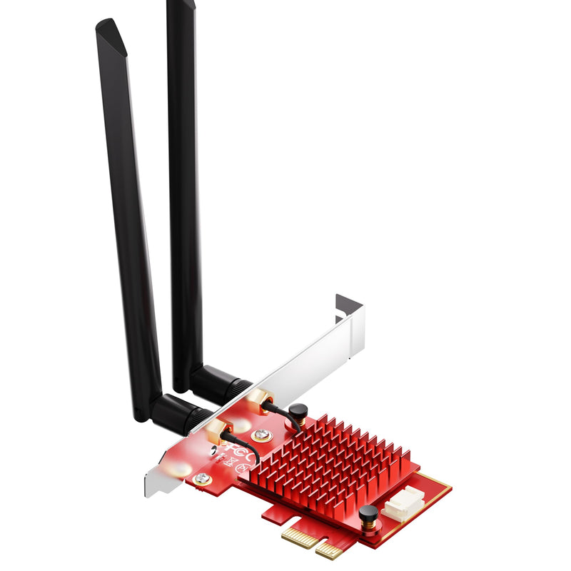 WiFi 6E PCIe Card | Intel AX210 Chip | 5400Mbps Tri-Band 2.4GHz/5GHz/6GHz | Bluetooth 5.3 | Low Latency Wireless Adapter for Gaming & Streaming | Windows 10/11 Compatible