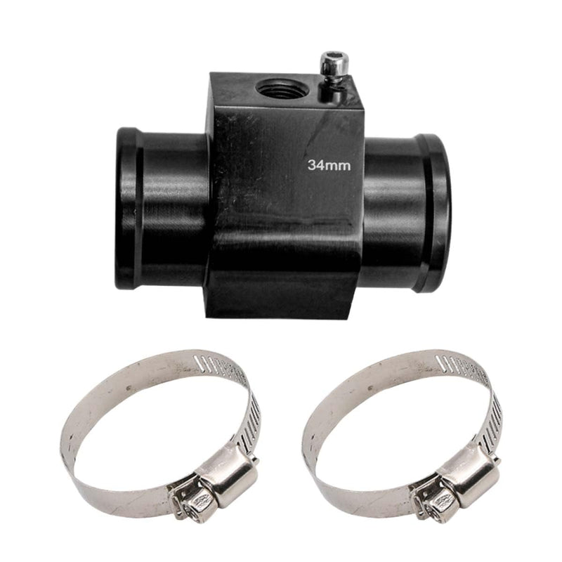3PCS Auto Water Temp Joint Pipe, Aluminum Sensor Gauge Radiator Hose Adapter, Universal Water Temperature Extension Adapter with Clamps (34MM) 34MM