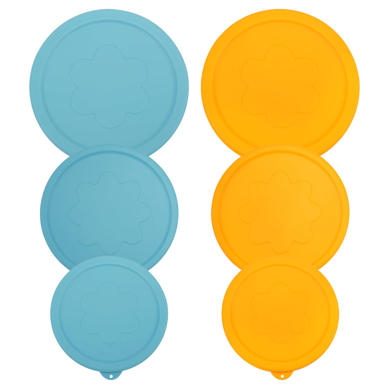 LUVCOSY 1 Cup 2 Cup 4 Cup Round Silicone Replacement Lids for Pyrex 7202-PC, 7200-PC, 7201-PC Glass Bowls, 6 Pack, Microwave & Dishwasher & Freezer Safe (Container not Included) 1 Cup + 2 Cup + 4 Cup - 6 Pack
