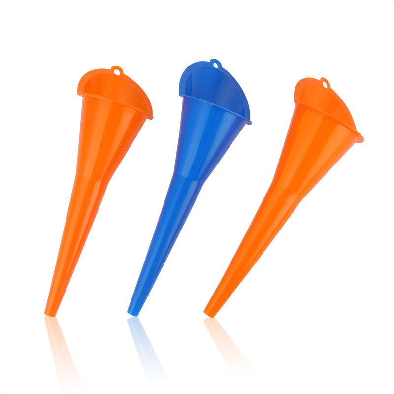 Oil Funnel 3-Pack, Multi Function Plastic Long Neck Oil Funnel - for All Automotive Oils Lubricants Engine Oils Water Diesel Fuel Kerosene