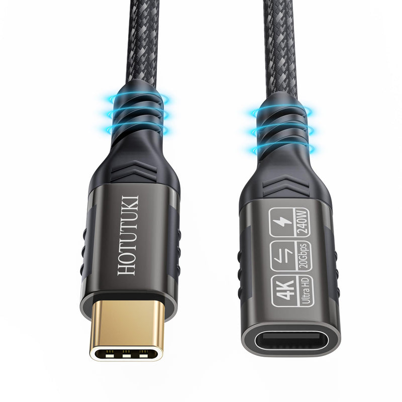 short type c extension cable 1.65ft/0.5M,240W PD Fast Charging 20 Gbps usb c 3.2 gen 2 extension cable ,c cable male to female, Compatible with laptop, docking station, charger extension cable 1.65 ft