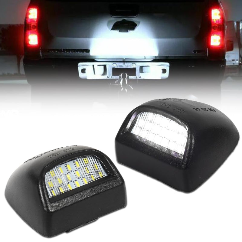 LED License Plate Light for Chevy Silverado 1500 2500 3500 Suburban Tahoe GMC Sierra Yukon XL Cadi-llac Escalade Pickup Truck, Chevy Silverado Led Rear Tag Lamp, 6000K Xenon White Lights, 2 PCS Black