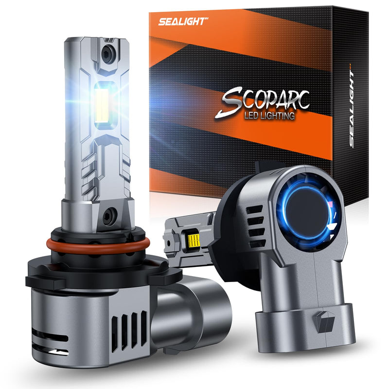 SEALIGHT 9005/HB3 Light Bulbs, 1:1 Design 28000LM Fog Bulbs with 14000RPM Cooling Fan, Plug-N-Play, Pack of 2 White
