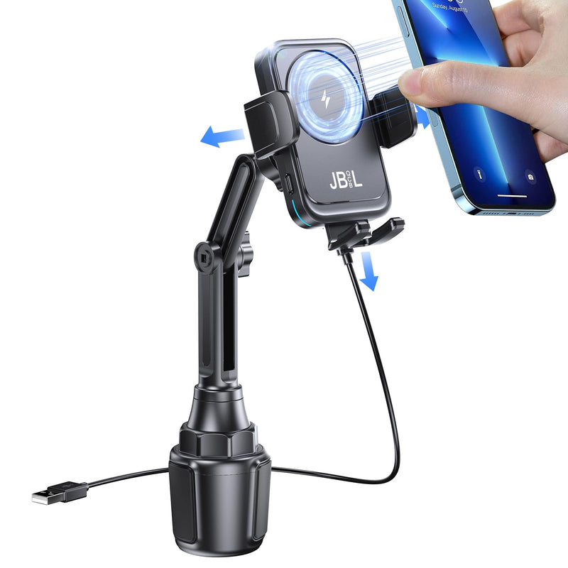 Wireless Car Charger Car Cup Phone Holder 15W Fast Charging Auto Clamping | Car Charger Dual Port PD&QC3.0 for iPhone16/15/14/13/12/11 Pro Max Xs, Samsung Galaxy S24 Ultra S23 S22 S21 S20 WX33