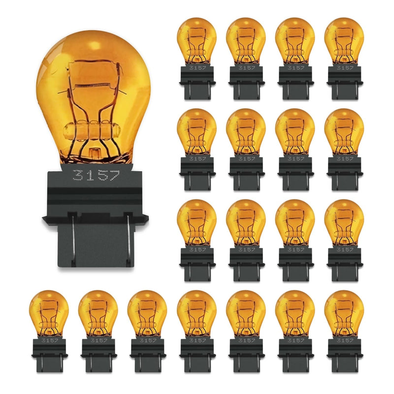3157A(amber) Bulbs 20 Pack,12V 3047 3057 3157LL 3157K 3457 3757 4057 4157 Miniature Bulb Mini Bulb,Brake Light Turn Signal Side Marker Tail Light Bulb Replacement