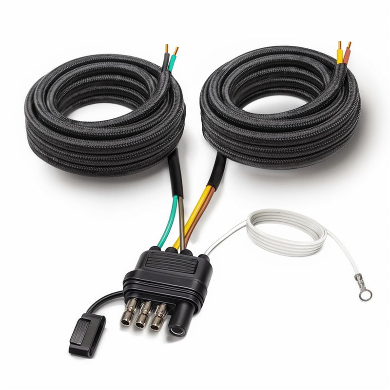 26FT Trailer Wiring Harness Kit, 4 Pin 5 Wire Trailer Wiring Harness, Boat Trailer Wiring Harness, 5 Wire 4 Pin Flat Trailer Connector, for Connection of Tail Lights, Brake Lights and Turn Signals 26FT