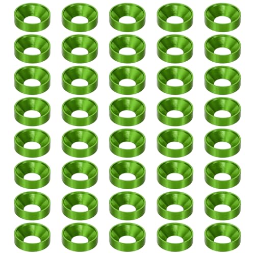 PATIKIL M8 Finish Countersunk Washer, 40pcs Anodized Aluminum Alloy Flat Cup Head Screw Gasket Bolt for Mechanical Accessories Parts DIY Models, Green 40