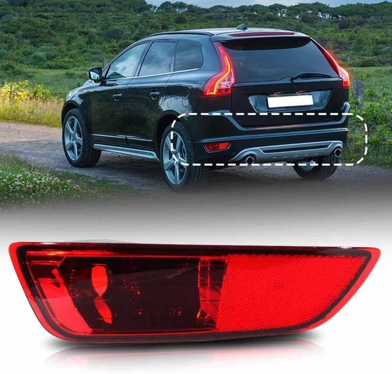 Rear Bumper Reflector Light Lamp Without Bulbs Fit for 2008 2009 2010 2011 2012 2013 Volvo XC60, Stop Indicator Trim Reflector W/O Bulbs Replace for 30763322 (Left Driver Side) Left Driver Side