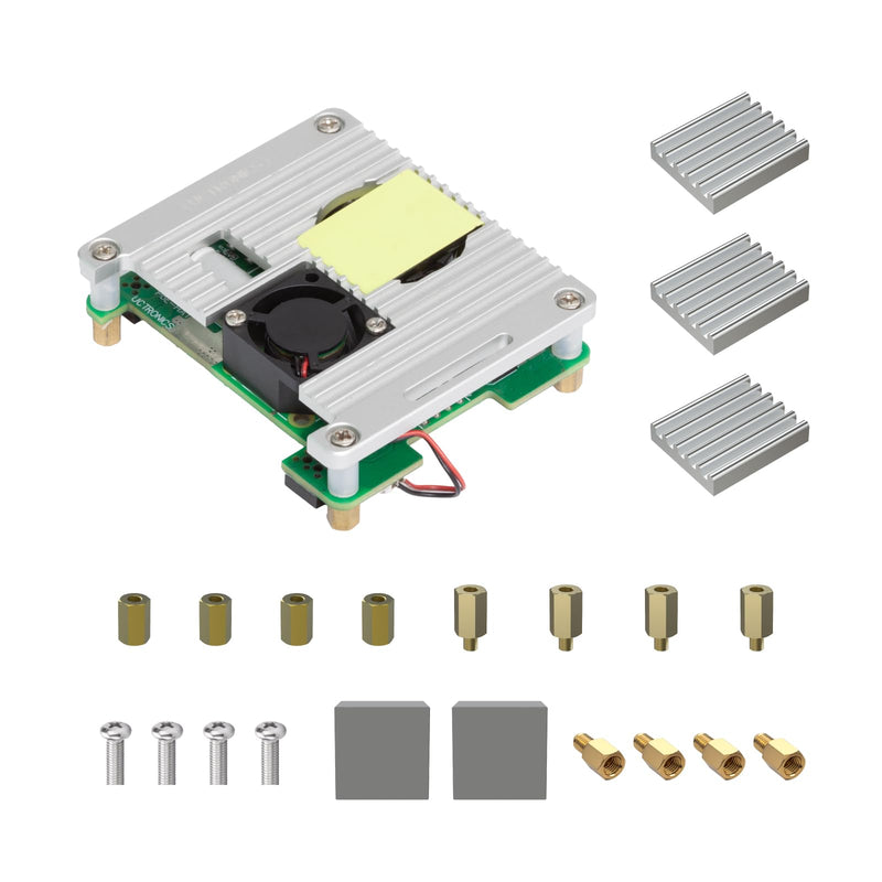 UCTRONICS PoE Hat for Raspberry Pi 5, Power Over Ethernet HAT for Raspberry Pi 4B/3B+, Support 802.3af PoE Network Standard with Heatsinks and Onboard Cooling Fan