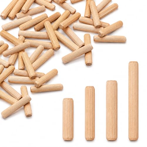Generic (Pack of 25) Wooden Dowels 5/8"" x 3-3/4"" (16 x 95 mm), Grooved Wood Plugs, Ribbed Pins for Furniture, Grooved Dowels 5/8" x 3-3/4" (16 x 95 mm) - 25 PCS