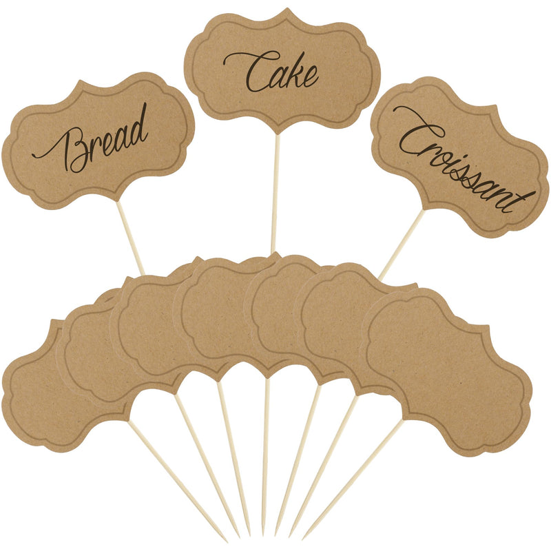 Cupcake Toppers Picks, Buffet Labels for Charcuterie Board, 100 Pieces Buffet Cheese Labels, Cake Toppers, Food Picks for Kids, Chalkboard Cupcake Toppers Picks for Wedding Birthday Party Decor, Brown 100 PCS