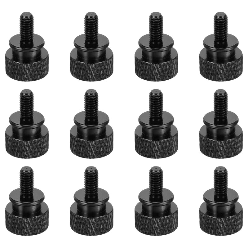 MECCANIXITY 12pcs M4x8mm Knurled Thumb Screw Computer Case Threaded Hand Tighten Screws Aluminum Alloy for PC Case, Black