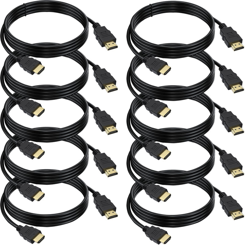 HDMI Cable 6 FT 10-Pack, 4K HDMI Computer Cable 6FT, Shielded HDMI 2.0 CL3 Rated Cord for Smart Monitor with Streaming TV, 4K, 1080P@144Hz,ARC & CL3 Rated for Laptop, Monitor, PS5, PS4, Xbox, Soundbar Black