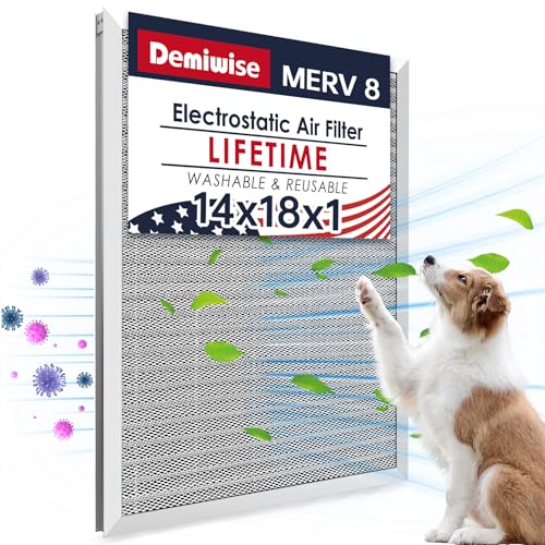 14x18x1 Lifetime Electrostatic Air Filter, MERV 8 Washable Aluminum AC/HVAC Furnace Filter, Reusable Permanent Air Filter,Easy to Clean, Healthier Home/Office(Actual Size:13.75x17.75x0.86) 14" x 18" x 1" Washable Air Filter