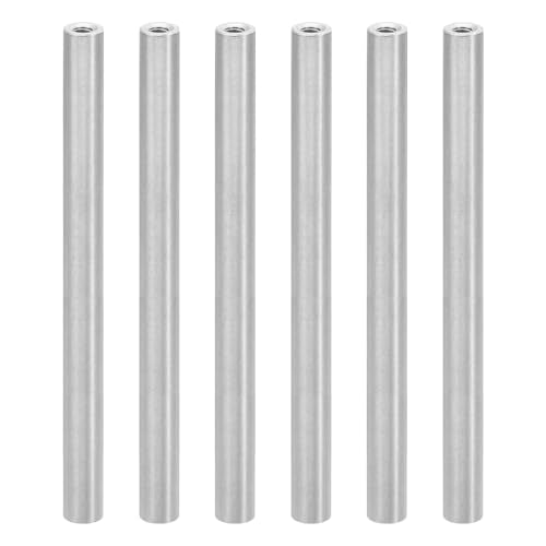 PATIKIL 6pcs M3 Metal Threaded Standoff Spacer Nuts, Round Aluminum Spacers Female Coupling Screws, 1/8" ID x 1/4" OD, Silver, (100mm L) 3mm ID x 6mm OD x 100mm L