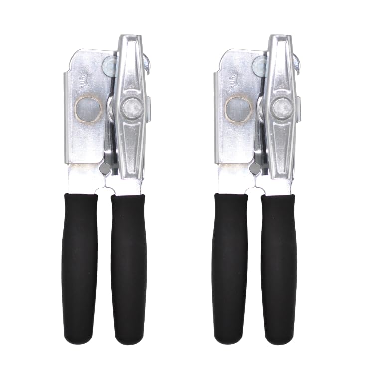 2 Pack Commercial Grade Heavy Duty Manual Can Opener with Easy Crank Oversized Turning Knob/Super Thick 20GA 2.0mm Steel with Chrome Plate Finish/Fit All Size Large Cans