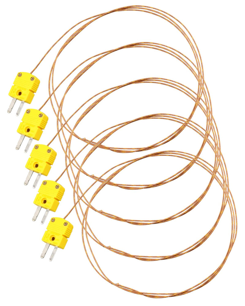 5 Pcs K Type Mini-Connector Thermocouple Temperature Probe Sensor 1 Meters Long Measure Range -50°C~482°C (-58°F~899°F)
