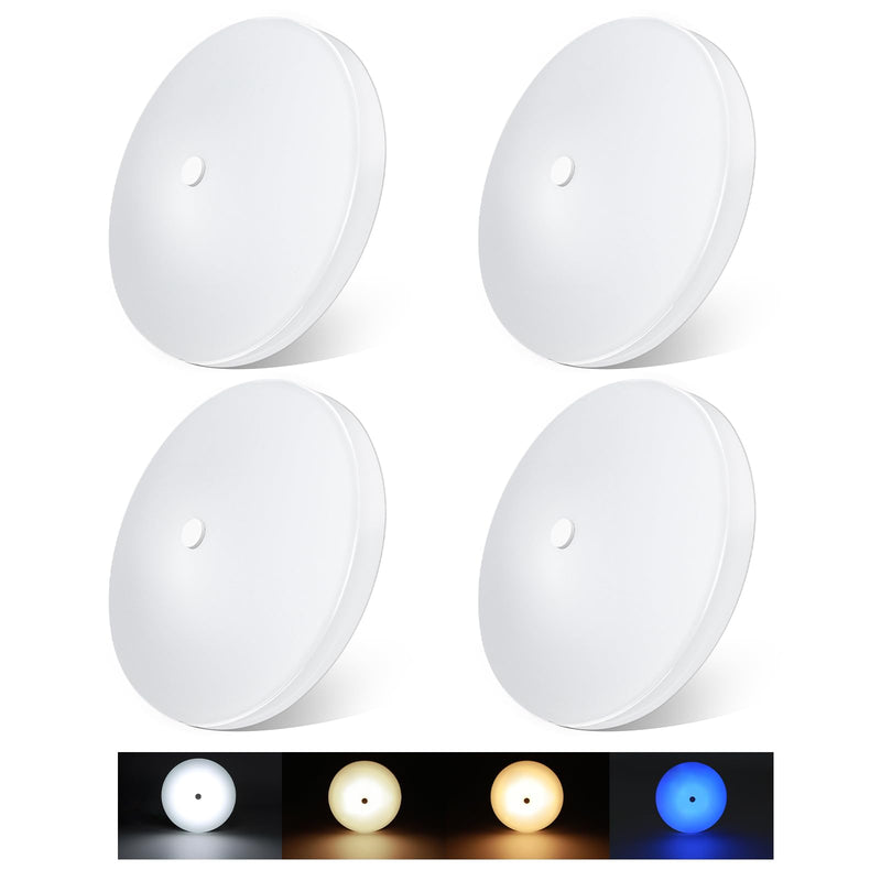 acegoo RV 3CCT 4.5'' LED Ceiling Dome Light, 3000K/4500K/6000K Switchable with Blue Nightlight 12V Puck Light for Motorhome Camper Trailer Boat, Surface Mount w/Dimmer Switch (4 Pcs) 4 Pcs