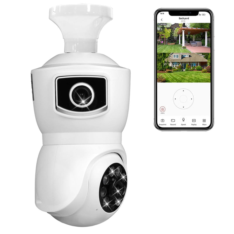Light Bulb Security Cameras Wireless, 2.4GHz WiFi Light Socket Cam, E27 360° Light Socket Camera for Home Security, Night Vision, 2-Way Talk, Siren Alarm, Motion Detection
