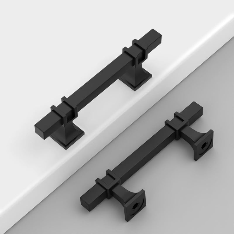 10 Pack 3"(76mm) Matte Black Cabinet Pulls Kitchen Matte Black Cabinet Handles Drawer Pull Cupboard Hardware for Cabinets 3 Inch(76mm) Hole Center 10 Pack