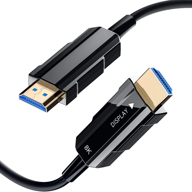 Fiber Optic HDMI Cable 50ft, 8K Long HDMI 2.1 Cable, Ultra High Speed Fiber HDMI Cord, 48Gbps, 8K@60Hz 4K@120Hz, Dynamic HDR, eARC, HDCP 2.2&2.3, 3D, for HDTV Monitor Game Laptop Xbox PS4/PS5 50ft/15m Black