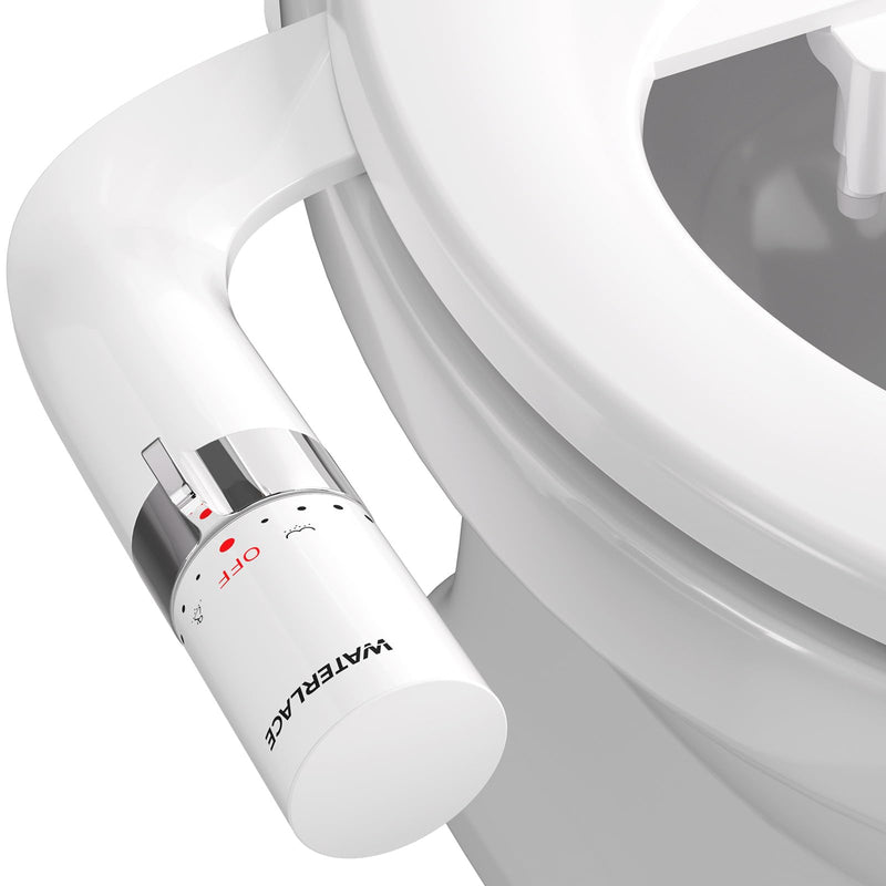 WATERLACE Bidet Attachment for Toilet Seat Sprayer - Non Electric Dual Nozzle with Cold Water - Self Cleaning Toilets Bathroom Spray for Butt Wash - Easy Slim Adjustable Pressure Control Rv Bidets White