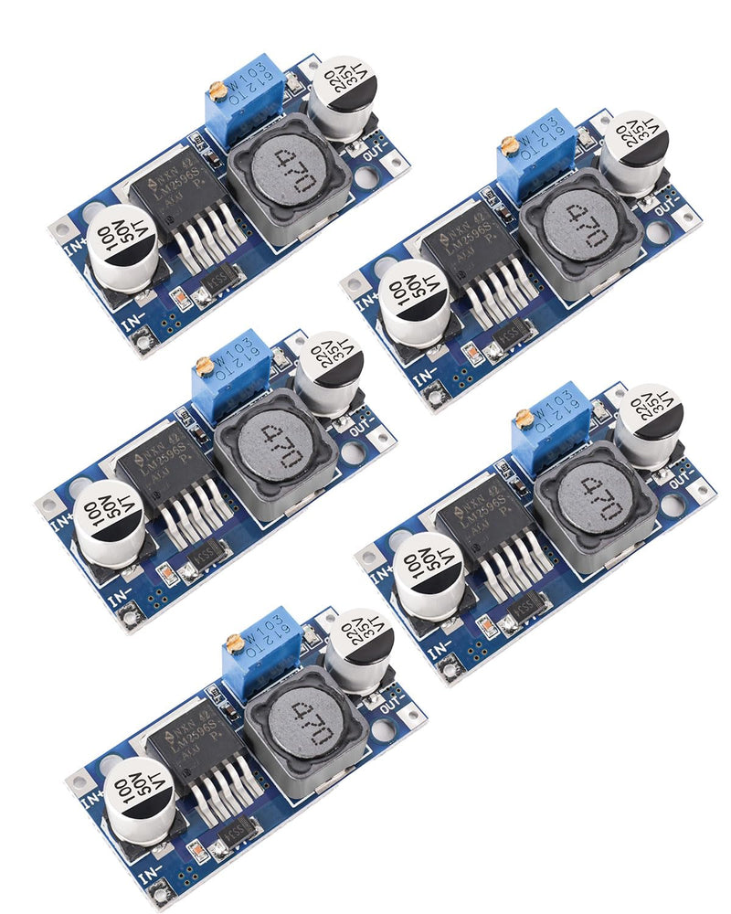 5 Pack LM2596 DC to DC Buck Converter 3.0-40V to 1.5-35V Adjustable Voltage Regulator Electronic Voltage Stabilizer Power Supply Step Down Module 5 Pack