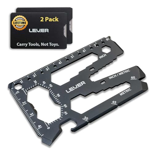 Lever Gear Toolcard Pro - 40 in 1 Credit Card Multitool. Slim, Minimalist Survival Card Wallet Tool Card. TSA Approved Multitool Card Pocket Tool. (Black, 2-Pack) Black