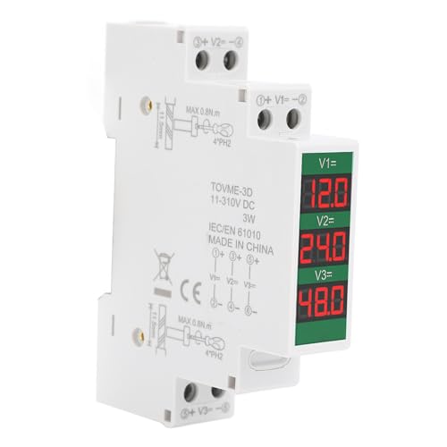 Garosa DIN Rail Voltmeter 3 Digits DC 11V to 310V Voltage Range Voltage Meter LCD Display with Switch Output Function Isolated Triple Way Modular Electrical Instrument
