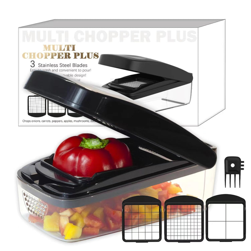 Vegetable Chopper, Food Choppers, Onion Chopper, Veggie Choppers, Onion Dicer, Potato Dicer Cuber with Container, Onion Dicer & Vegetable Dicer (Black) 3 in 1 Black