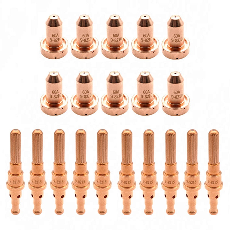 10Pcs 9-8210 Plasma Nozzle 10Pcs 9-8215 Plasma Electrode Fit for Thermal Dynamics SL60/SL100 Cutting Torch Consumables 9-8210 10Pcs + 9-8215 10Pcs