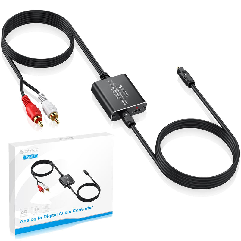  [AUSTRALIA] - eSynic Portable RCA to Optical Audio Converter [RCA Input to Optical Output -Not Bi-Directional]Aluminum Alloy Analog to Digital Audio Converter 2.1M/7ft [Only For PCM Audio]for CD Player to Soundbar Light-Weight