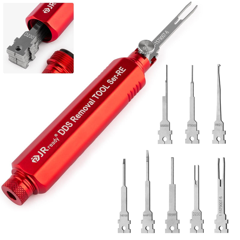 JRready ST5354 Pin Removal Tool Automotive Terminal Removal Tool Kit - for Tyco Micro Timer, JPT, MQS, MCON 1.2, Sumitomo, Yazaki Kaizen 0.64, Amp, Molex Pin Extractor, Includes 8Pcs Replacement Tips 8 IN 1 KIT