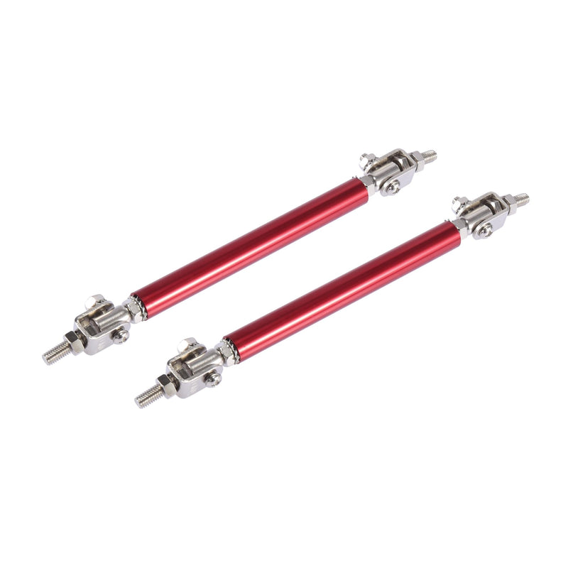 ACROPIX 2pcs 7"-9" Car Adjustable Front Bumper Lip Splitter Strut Tie Rod Bar Universal Red Car Parts