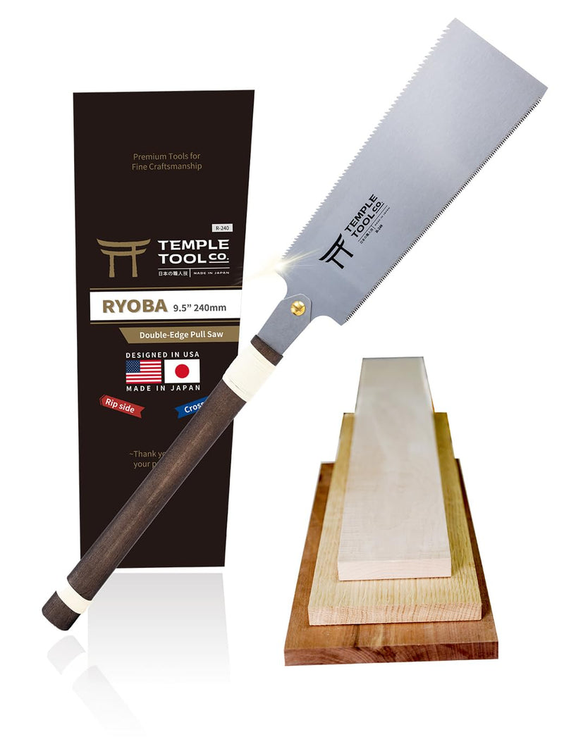 Japanese Pull Saw - 9.5 Ryoba Hand Saw with Rip-cut and Crosscut - Wood Saw for Dovetails, Tenons, Joinery, Cutting Boards to Length & Width- Temple Tool Co. Japanese Pull Saw